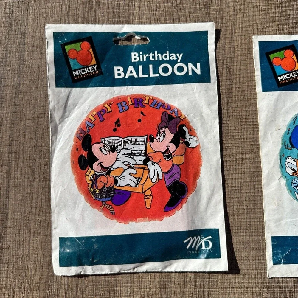 Vintage 90s Disney Mickey Mouse Unlimited Birthday Balloons Goofy‎ Gift Lot of 3